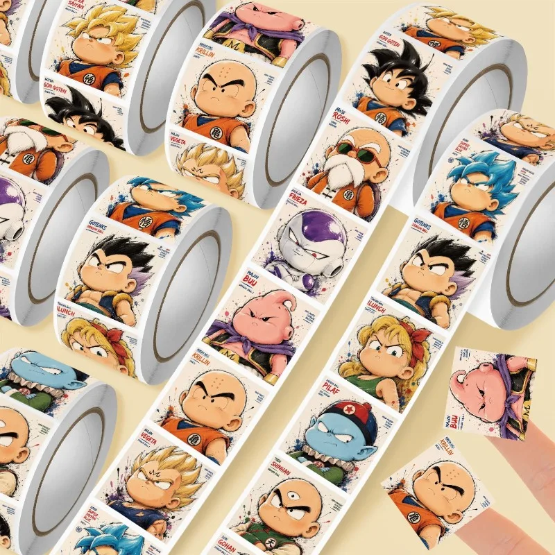 Neue Dragon Ball Son Goku Vegeta 500 Stück Rollensticker, hohe Farbintensität, Q-Edition, Druck, Schüler-Handbuch, DIY, wasserfester Sticker – Detail 5