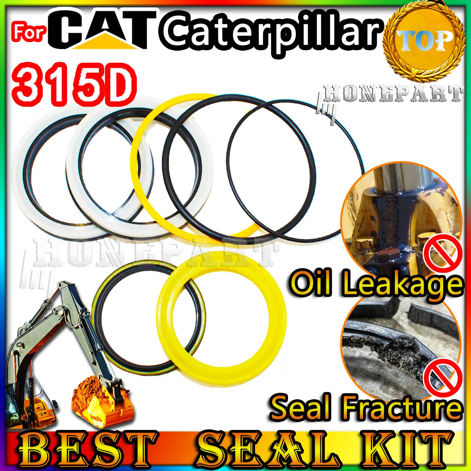 For Caterpillar 315D Oil Seal Repair Kit CAT Boom Arm Bucket Excavator Hydraulic Cylinder Nitrile NBR Nok Washer Skf Service