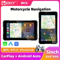 EKIY 5,0 pulgadas inalámbrico CarPlay Moto Android Auto portátil Digital motocicleta salpicadero navegación GPS pantalla extraíble