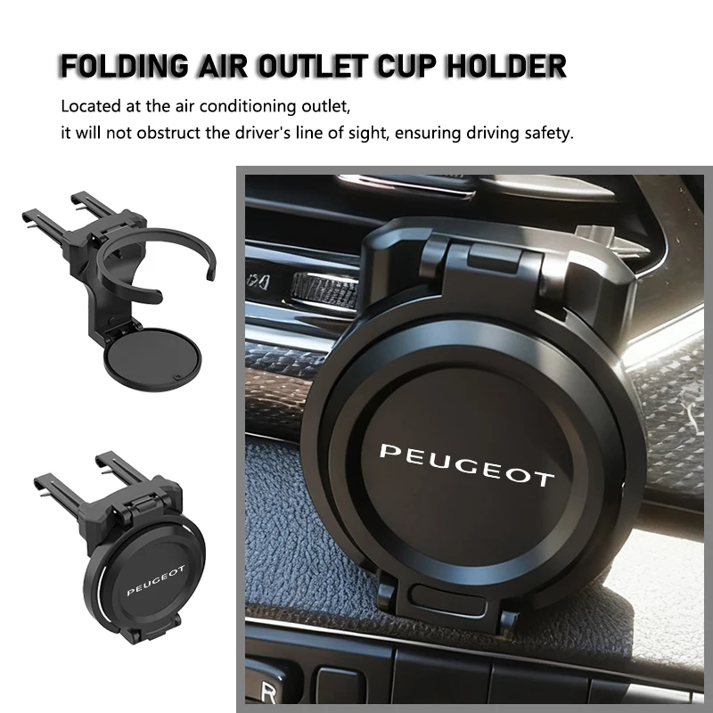 Soporte para vasos de coche, soporte para bebidas con salida de aire, soporte plegable para bebidas, para Peugeot Expert Rifter 206 307 308 3008 207 208 407
