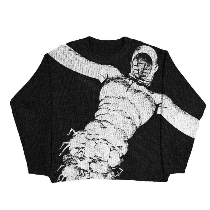 EVANGELION Ayanami Rei Sweater Anime Oversized Knitted Jumper Streetwear Hip Hop Loose Pullover for Men Women O-Neck Sweaters