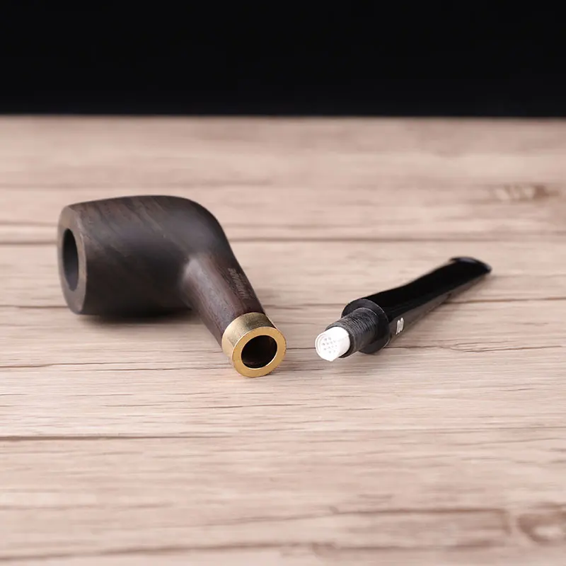 RU Ebony Wood Tobacco Pipe Retro Bakelite Bending Filter Pipe Potable Handheld Smoking Pipe Cigarette Accessories Men\'s Gifts