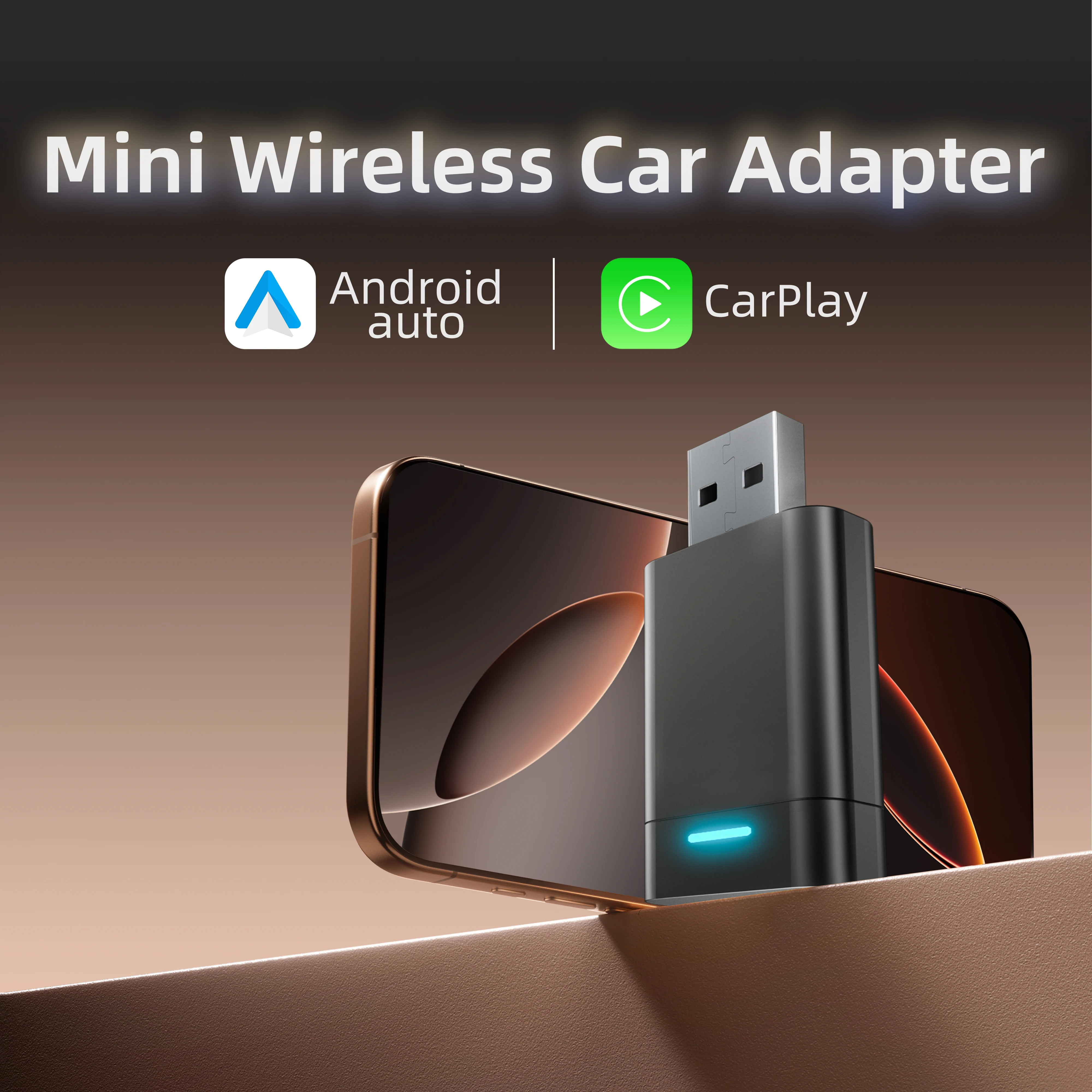 

TrolinkTek Black TAB08 Wireless Carplay & Android auto Adapter Smart Box USB for Apple iOS Android Fast Connect Aluminum alloy