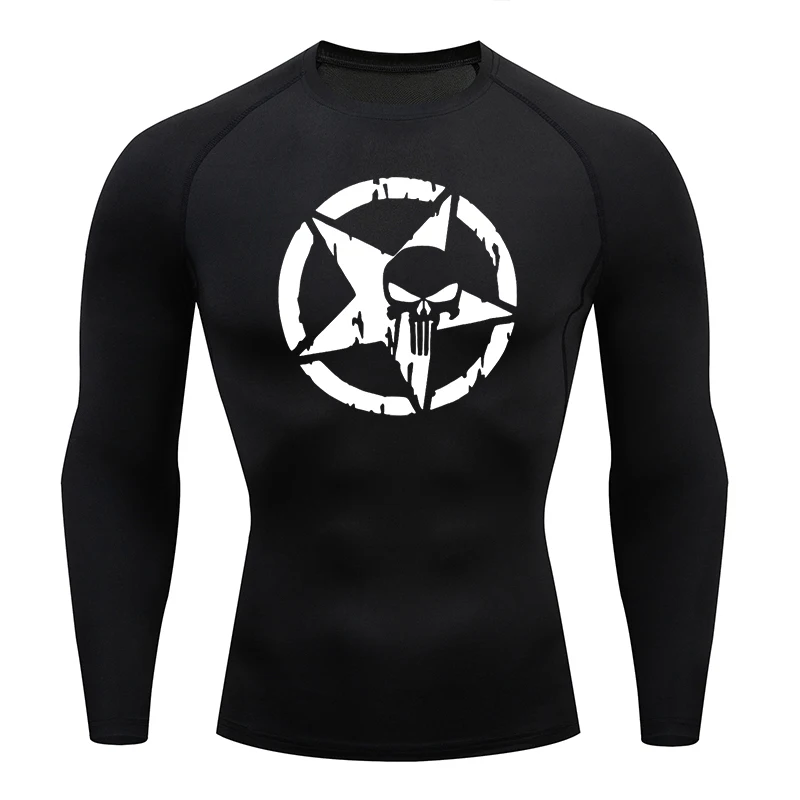 New Compression Shirts Men Gym Fitness Sport Running T-Shirt Rashgard Tops Tee Super Hero Quick Dry Long Sleeve T-Shirt For Men