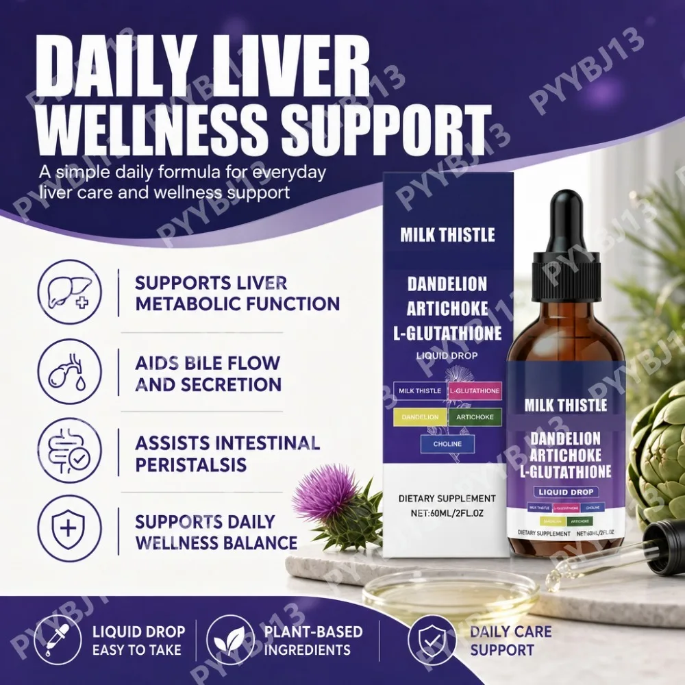 Docteat Milk Thistle Liquid Drops with Choline, Dandelion, Artichoke and L-Glutathione, Daily Wellness Blend, 60ml, 60 Servings
