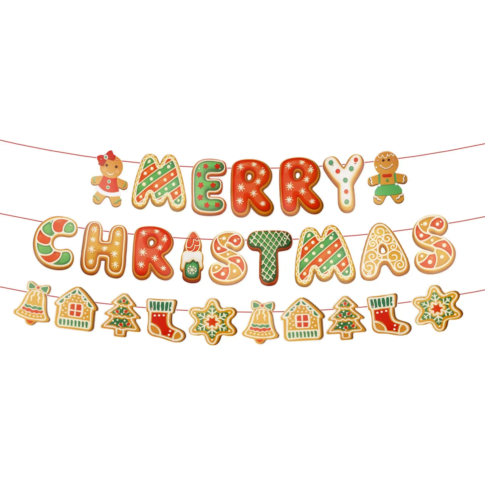 Christmas gingerbread banner Christmas decoration Home decoration 2026 Happy New Year decoration