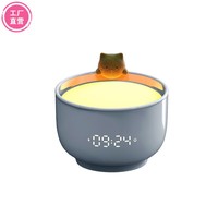 Cartoon cute cat alarm clock night light, children's bedroom LED bedside sleeping atmosphere, many gifts