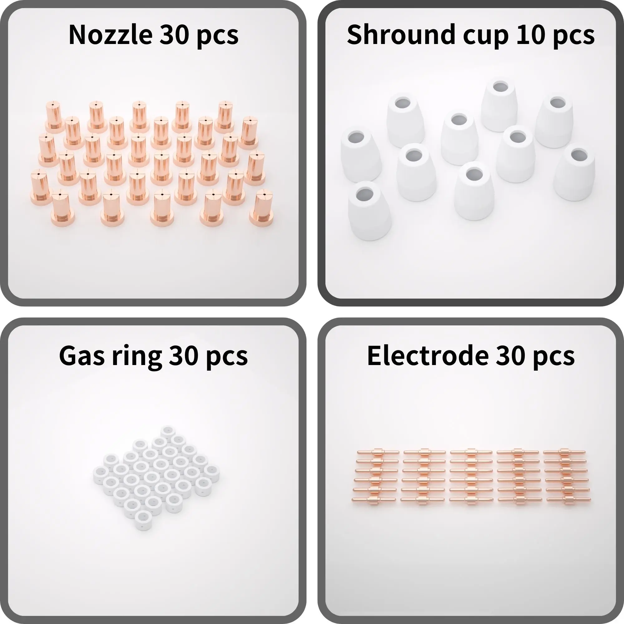 Imagem -02 - Kit de Eletrodos e Bicos de Ponta de Cortador de Plasma Longo Estendido de Cobre Vermelho Acessórios Consumíveis para Pt31 Lg40 40a 65 100 Peças