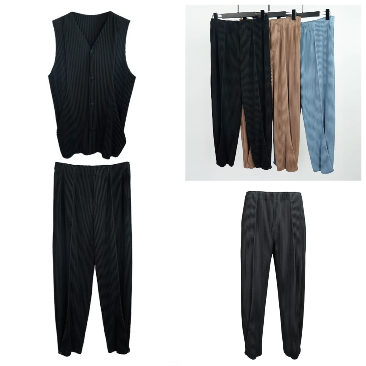 

Miyake Fold 2025 New Men's Fold Casual Small Leg Pants Versatile Loose Solid Color Black Fashionable Leg Tight Pants Pleated