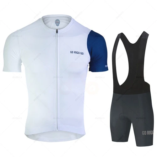 Imagen 1 del producto Conjunto de Ropa de Ciclismo Go Rigo para Hombre, Jersey de manga corta, Uniforme de bicicleta de montaña, color blanco, novedad de 2025
