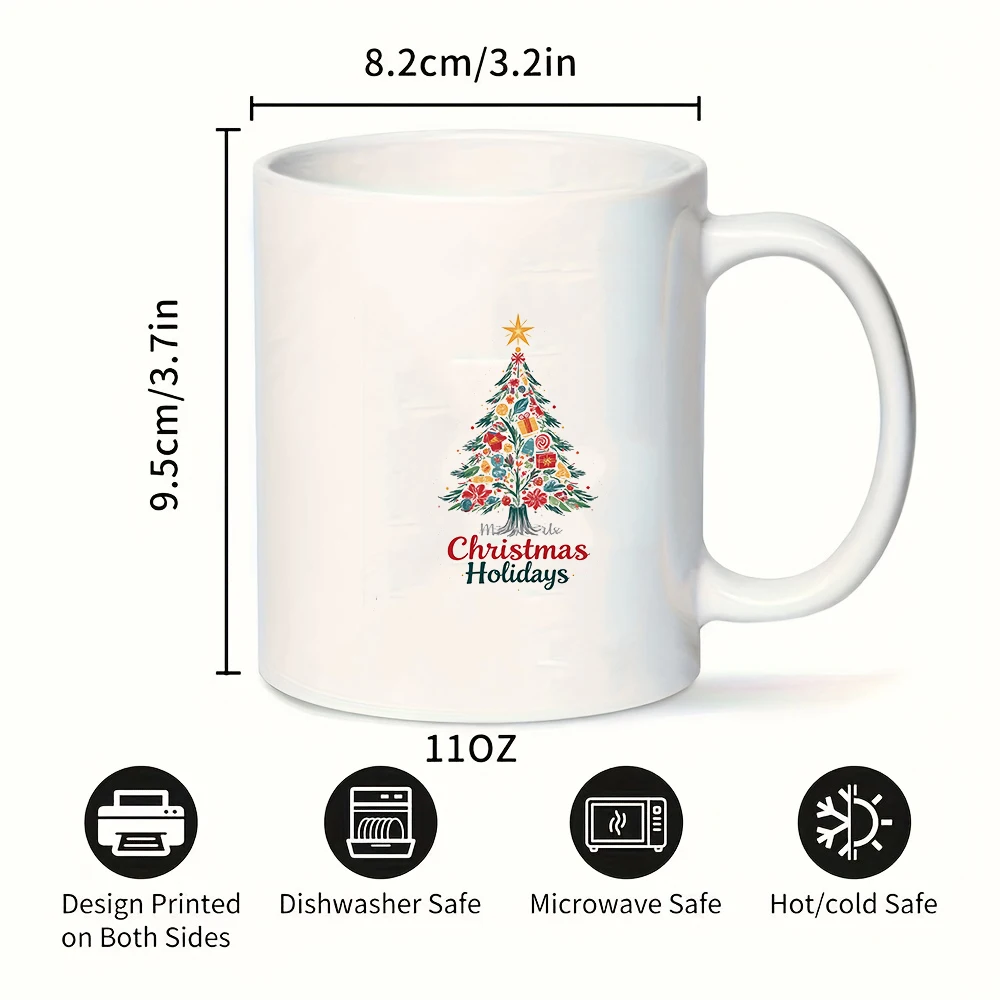كوب سعة 11 أونصة + ملصق مرسوم يدويًا لشجرة عيد الميلاد - هدية عيد الميلاد للأطفال كوب عائلي للمكتب وديكور فنجان القهوة #3