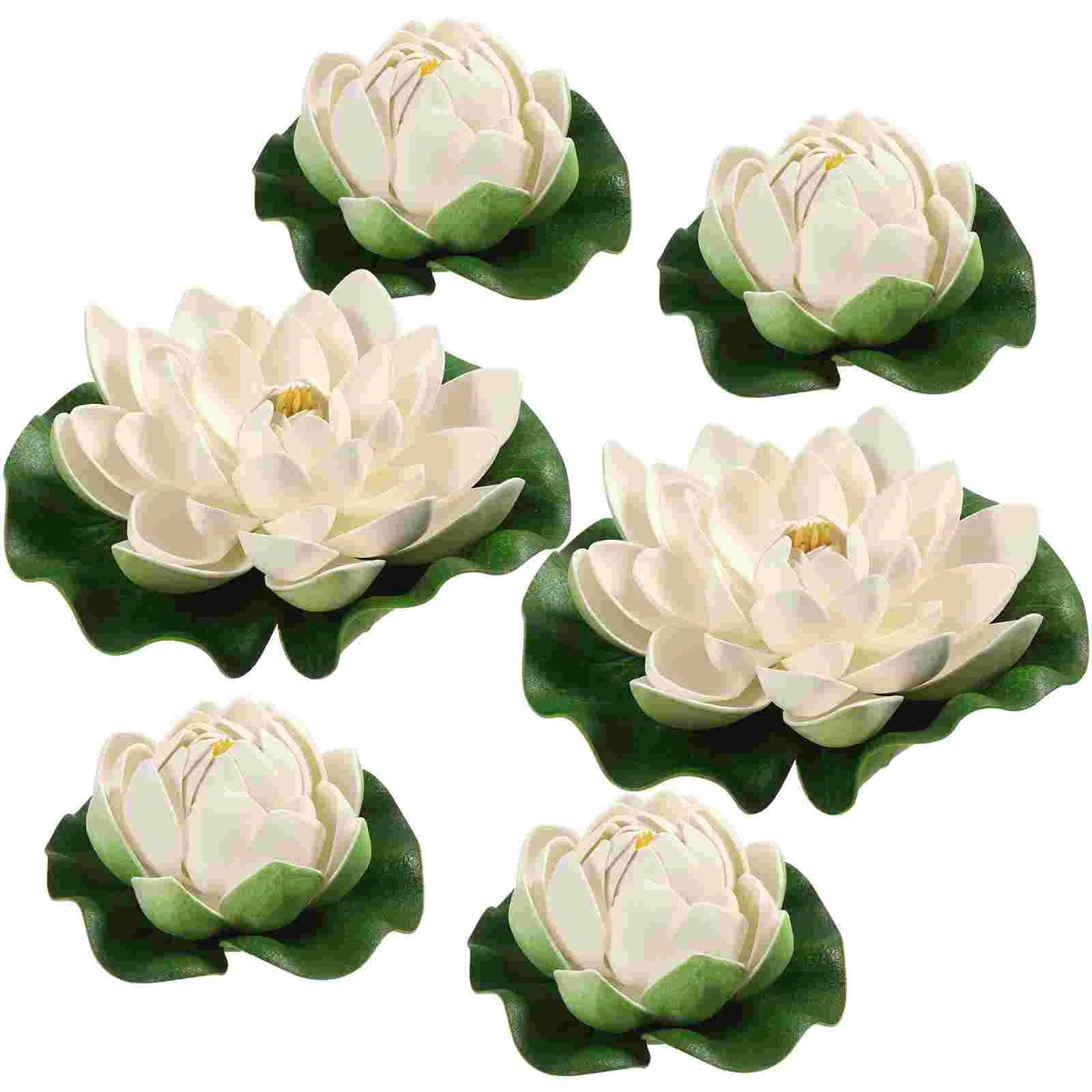 Artificial Floating Lotus Flower Pond Decor Water Lily Plants Lilies Frog Decorations