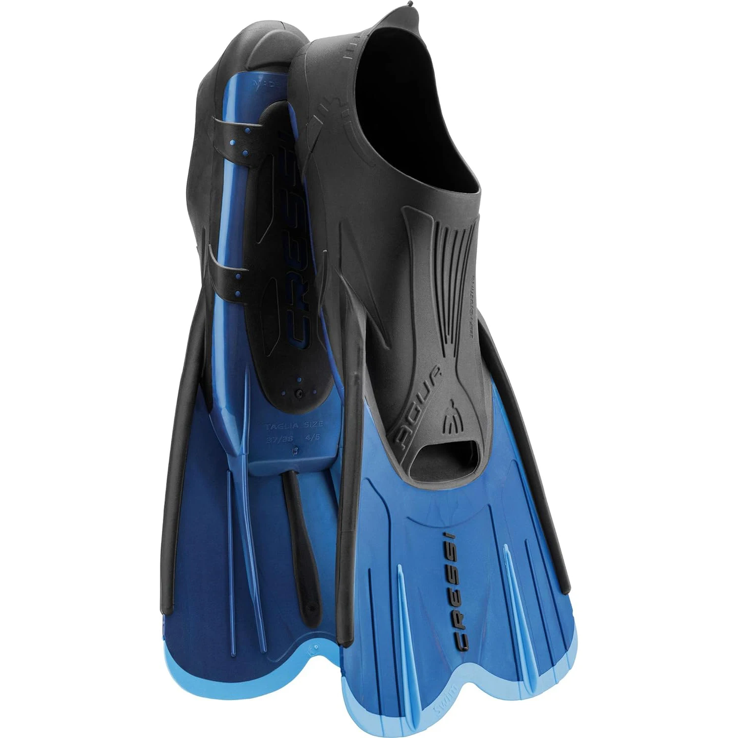 Cressi Adult Short Light Swim Fins with Self-Adjustable Comfortable Full Foot Pocket - Perfect for Traveling - Agua Short