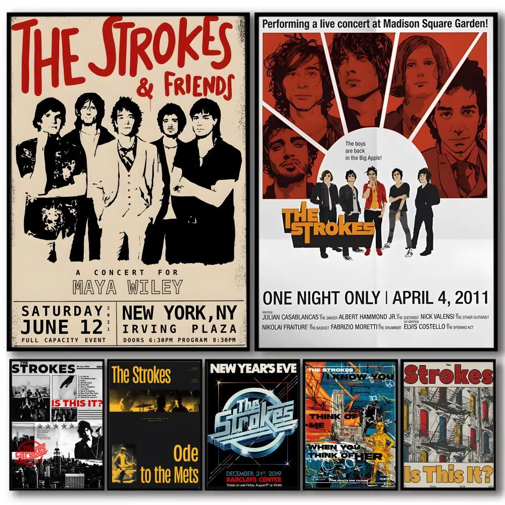 

Rock Band The S-strokes Painting Calligraphy High-Quality Cotton Canvas Poster Wall Art for Living Room Modern Home Decoration