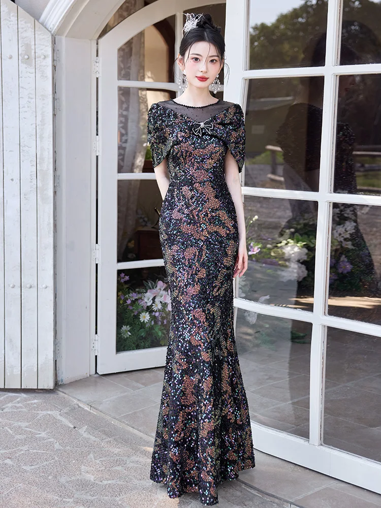 

Ele Bla Evening Gown Women's Faionable Tailored Fi Tail Skirt Glowing Important Ocns Luxury Dr