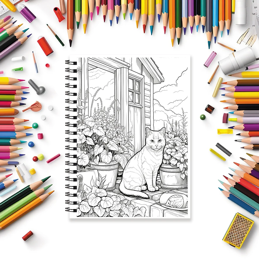 Adult Coloring Book - 8.3x 11.2 Inch 32 Pages Cute Animal Coloring Book - Helps Reduce Stress and Ease Emotions