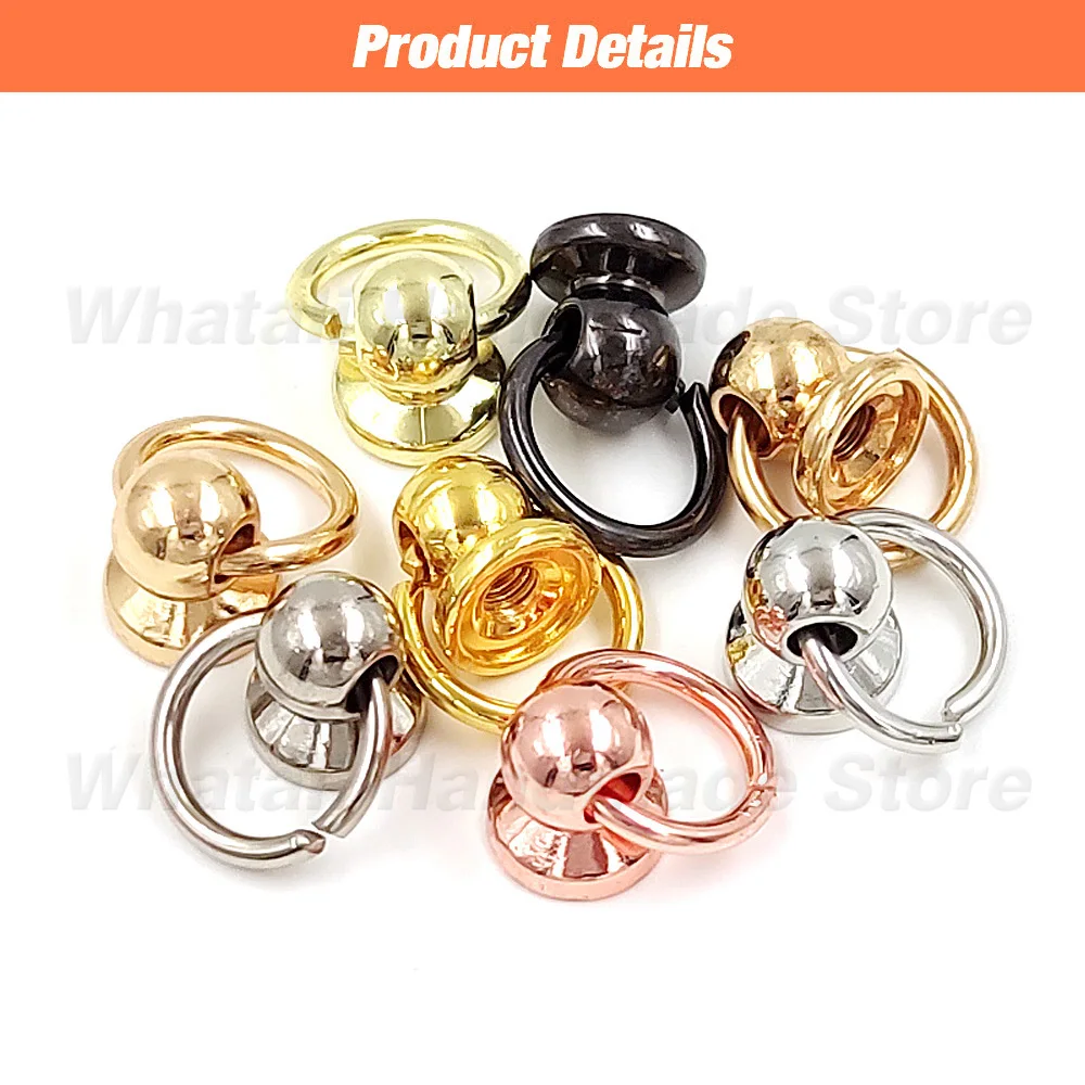 20set 7/8/10mm Metal O Ring Stud Chicago Screw Rivet Ball Post Screwback With For Leathercraft Phone Case Decoration Accessories