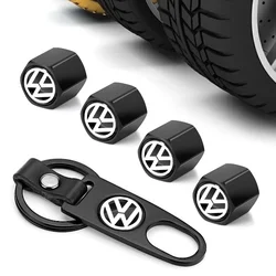 Car Wheel Tire Valve Stems Cap With Keychain Keyring Badge Styling Accessories For Volkswagen R Line R32 Touareg Passat Polo MK4