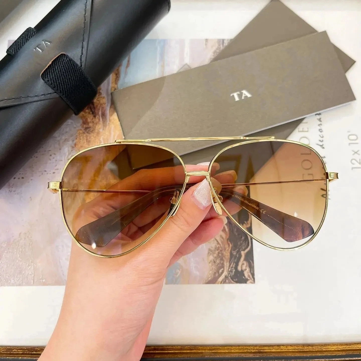 

Authentic For DIYTA DT MAKX DTS261-A UV400 Curved Lenses Men Women Sun Glasses Leisure Trendy Retro Male Couple Eyewear With Box