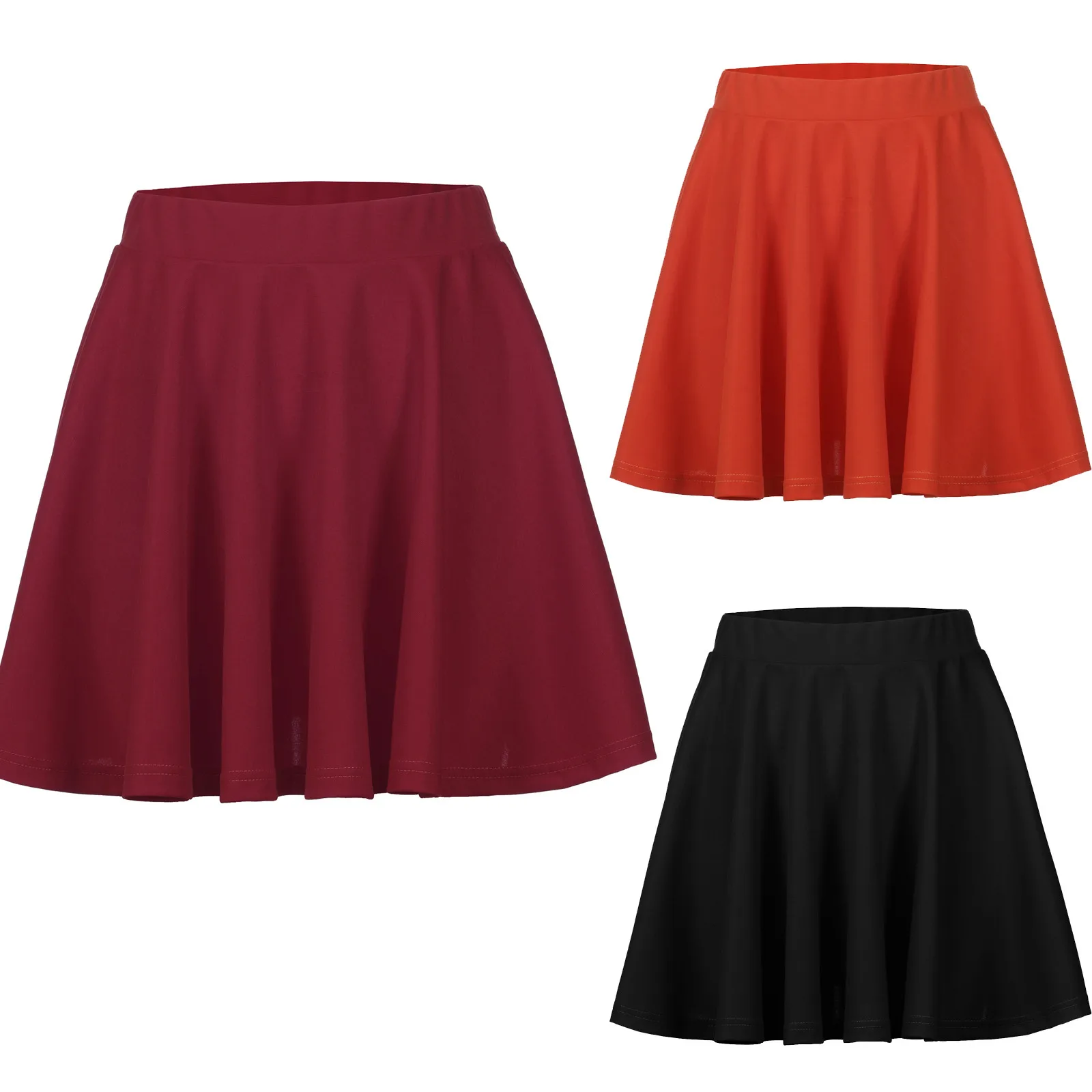 Flared Solid Casual Stretchy Color Versatile Women'S Skirt Pleats Mini Skirt Low Waist Pleated Translucent Summer Cool Dresses