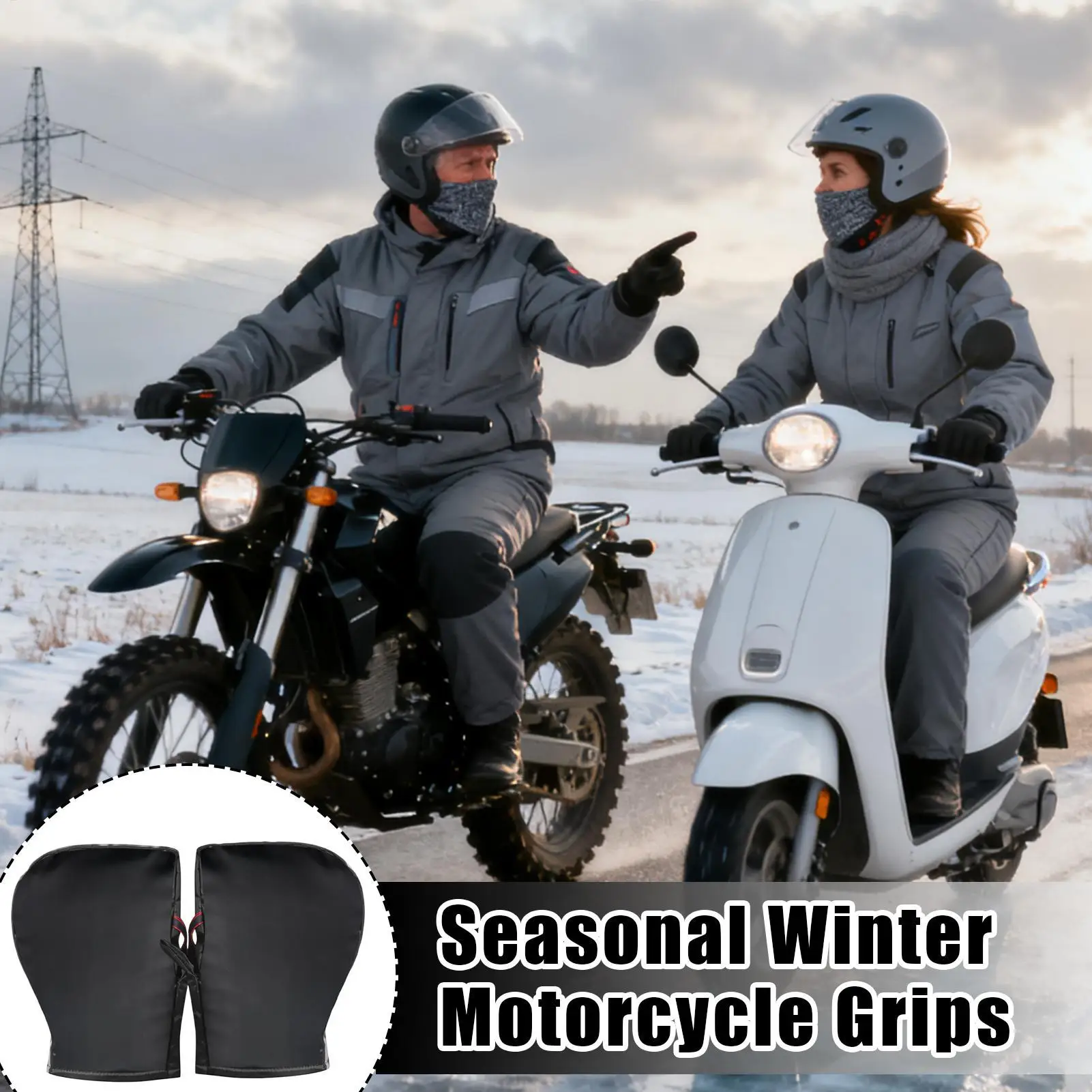 

Bike Handlebar Mitts Protective Insulated Windproof Gloves Waterproof Scooter Mittens for Motorcycle Riding Mountain Biking Road