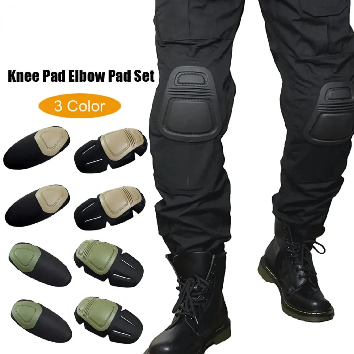 4Pcs/Set Knee Pad Elbow Pad Set Airsoft Knee Elbow Protective Pads Combat Paintball Skate Outdoor Sports Safety Guard Gear Knee