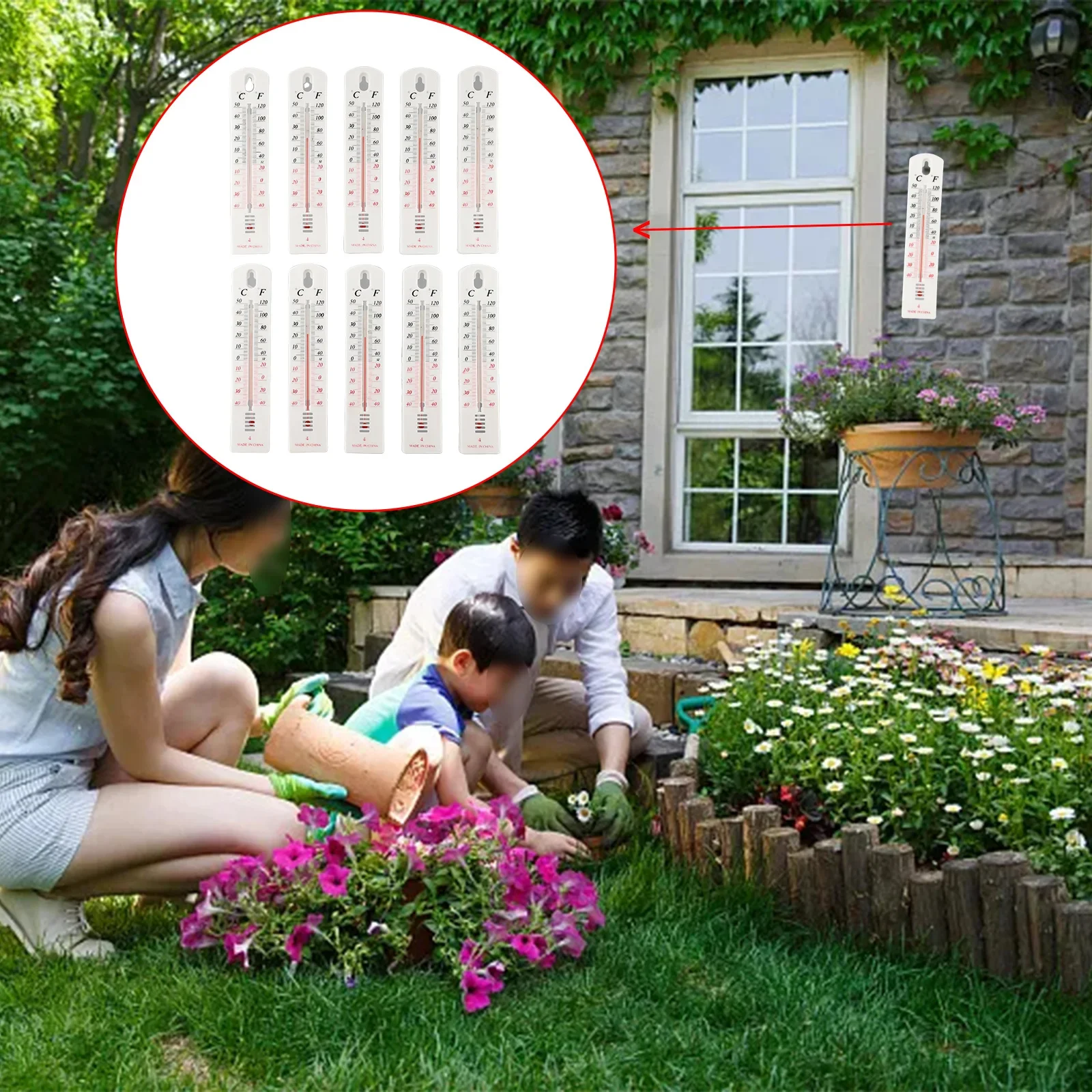 

Meter Gauge Thermometer Garden Plastic Replacement White 195x35mm Easy To Read Garden High Quality Humidity Levels Indoor