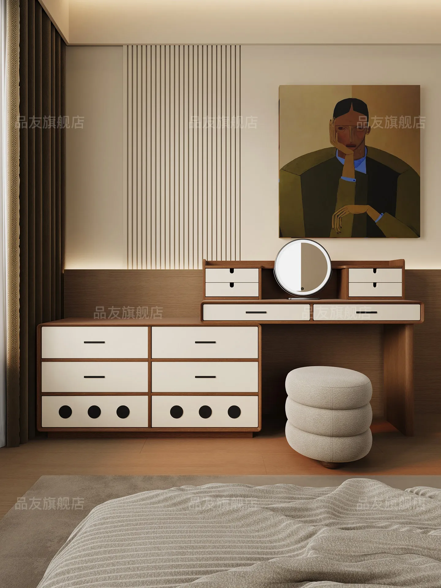 

PYJ chest dresser integrated modern simple bedroom medieval cream style makeup table