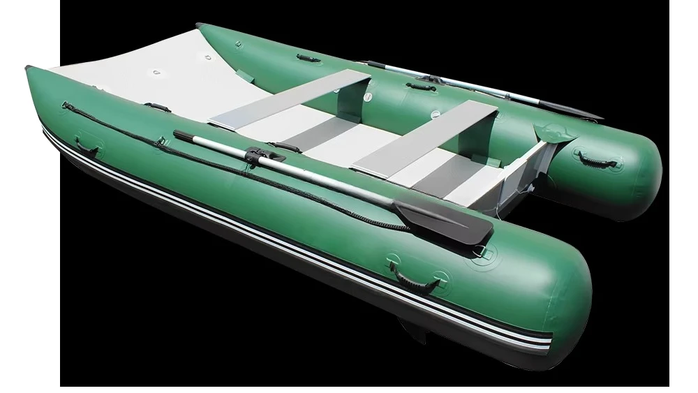 Barco de pesca inflable para 4 personas, 3,3 m, yate de vela de catamarán de alta velocidad