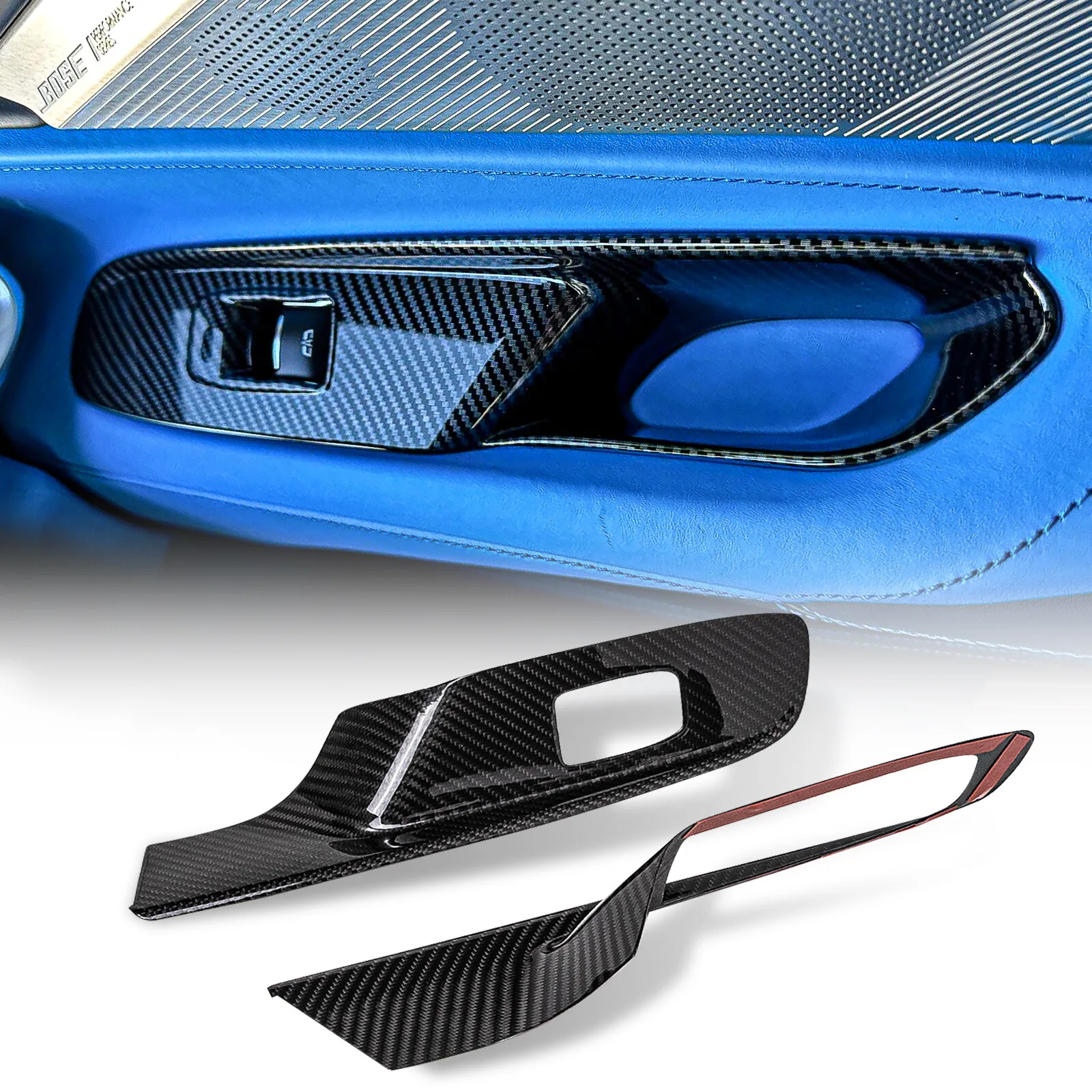 

Real Carbon Fiber Window Lift Switch Panel Cover Trim For Corvette C8 2020-2025