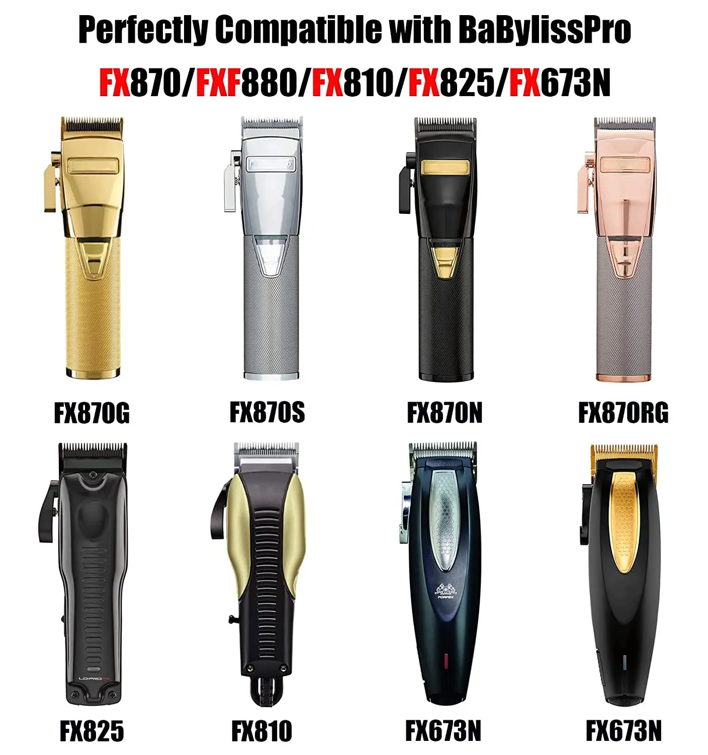 FX803B，Professional Blades Compatible With BaBylissPRO Barberology FX870, FXF880, FX810, FX825, FX673N Clippers ，For BaByliss