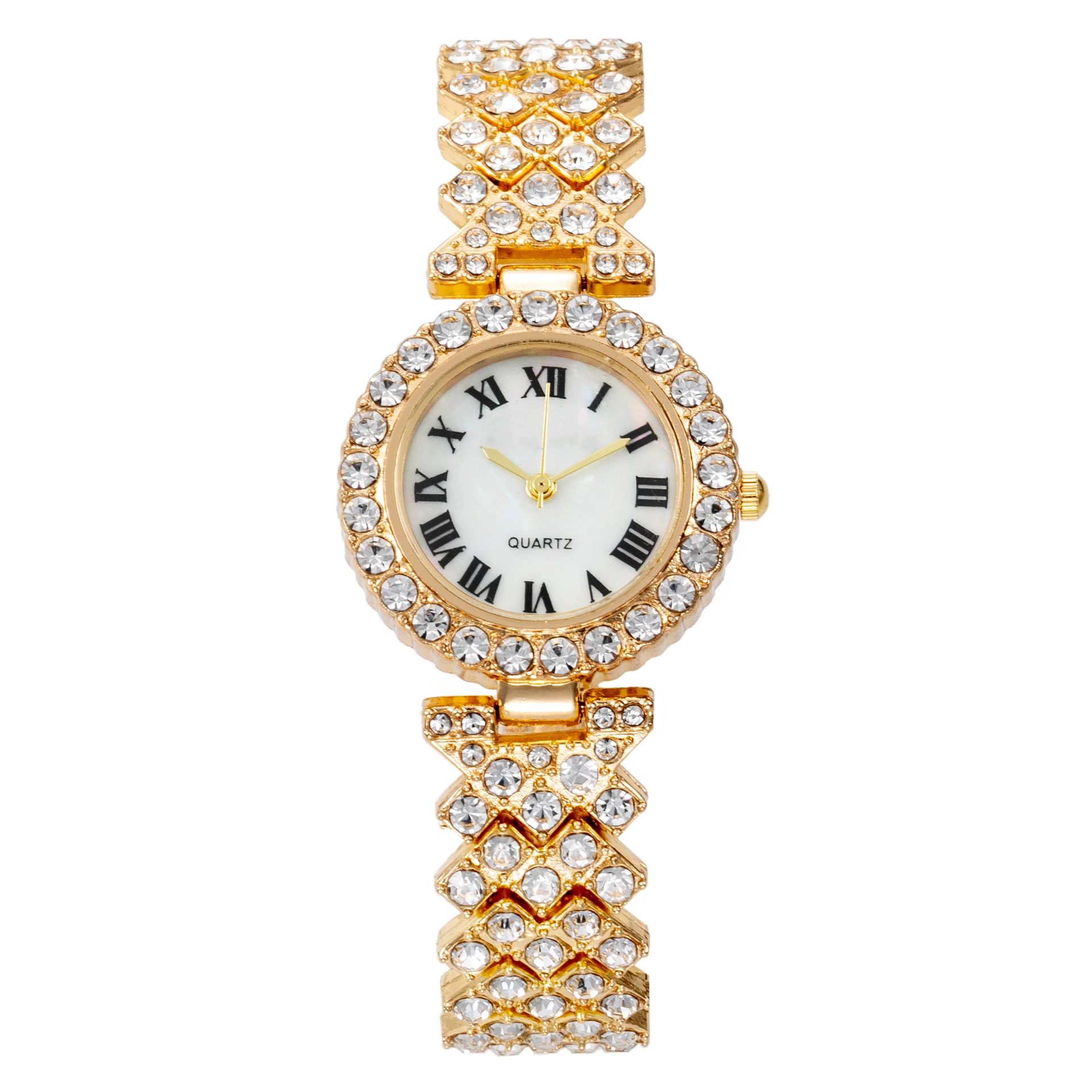 luxury full rhinestone blingbling women bracelet quartz steel watch