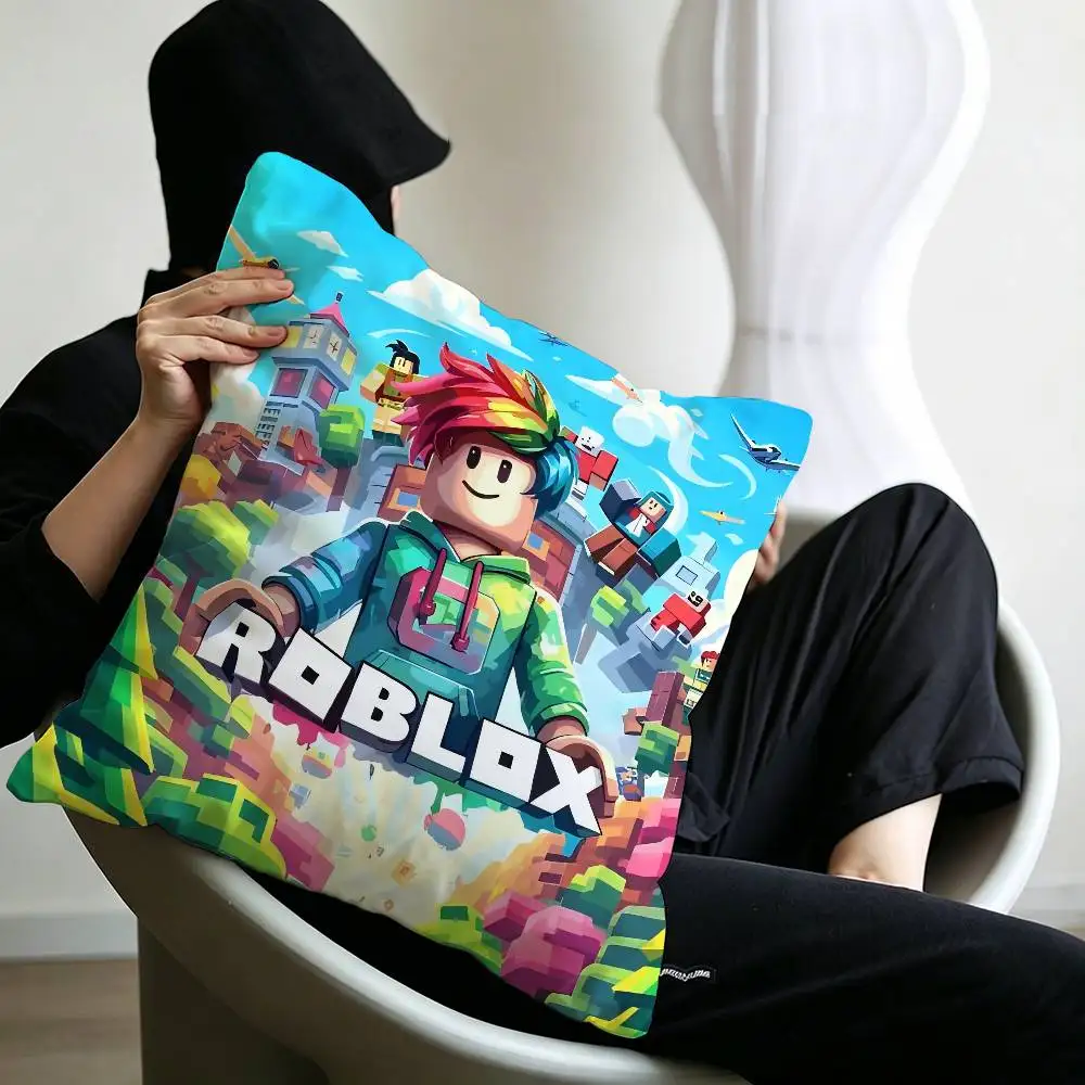 Hot Game R-Robloxs-X Coole Kissenbezüge, Cartoon-Sofa, dekorativ, für Zuhause, doppelseitiger Druck, kurzer Plüsch, niedlicher Kissenbezug – Detail 6