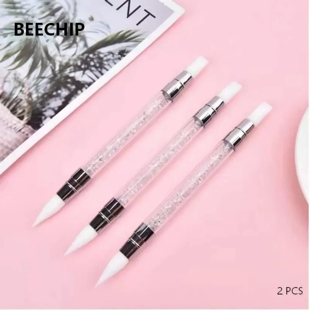 Double Head Silicone Nail Art Sculpting Pen Adjustable Glue Dotting Flower Carving Embossing Brush Professional Nail Beauty Tool