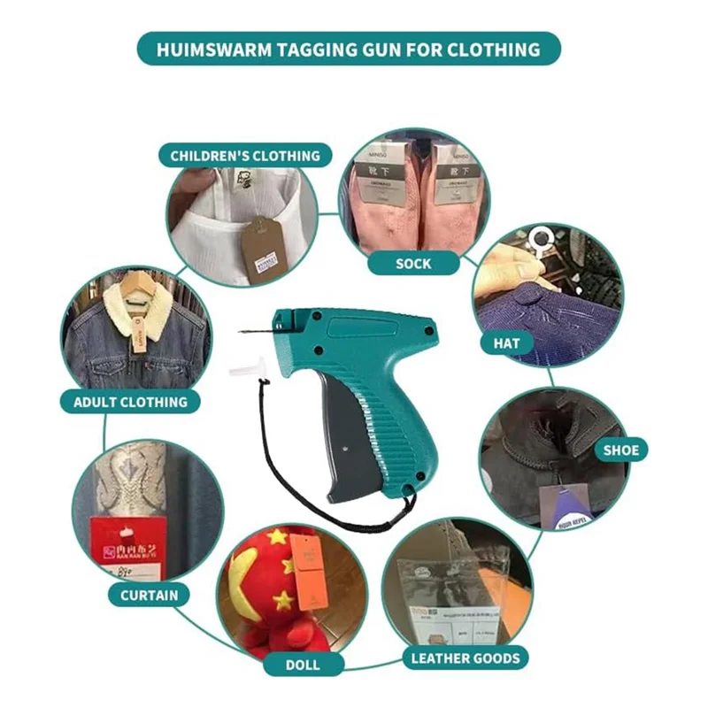 ABZW タグガン 衣類用 ハードケース付き、500 ブラック & 500 ホワイト 2 インチバーブファスナー、6 針、標準小売用タグガン