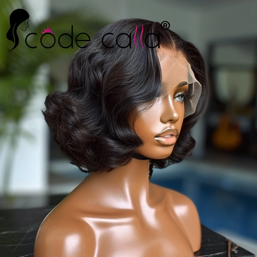 

Body Wave 4x4 Transparent Lace Front Bob Wig 13x4 Human Hair Wigs 180 Short LooseBody Wave TPart Lace Frontal Bob Wigs For Women