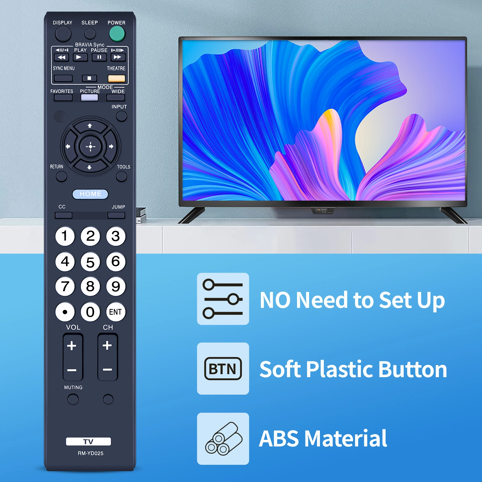 New RM-YD025 Remote Control For Sony TV KDL40S504 KDL40S5100 KDL40SL1 KDL32S5100