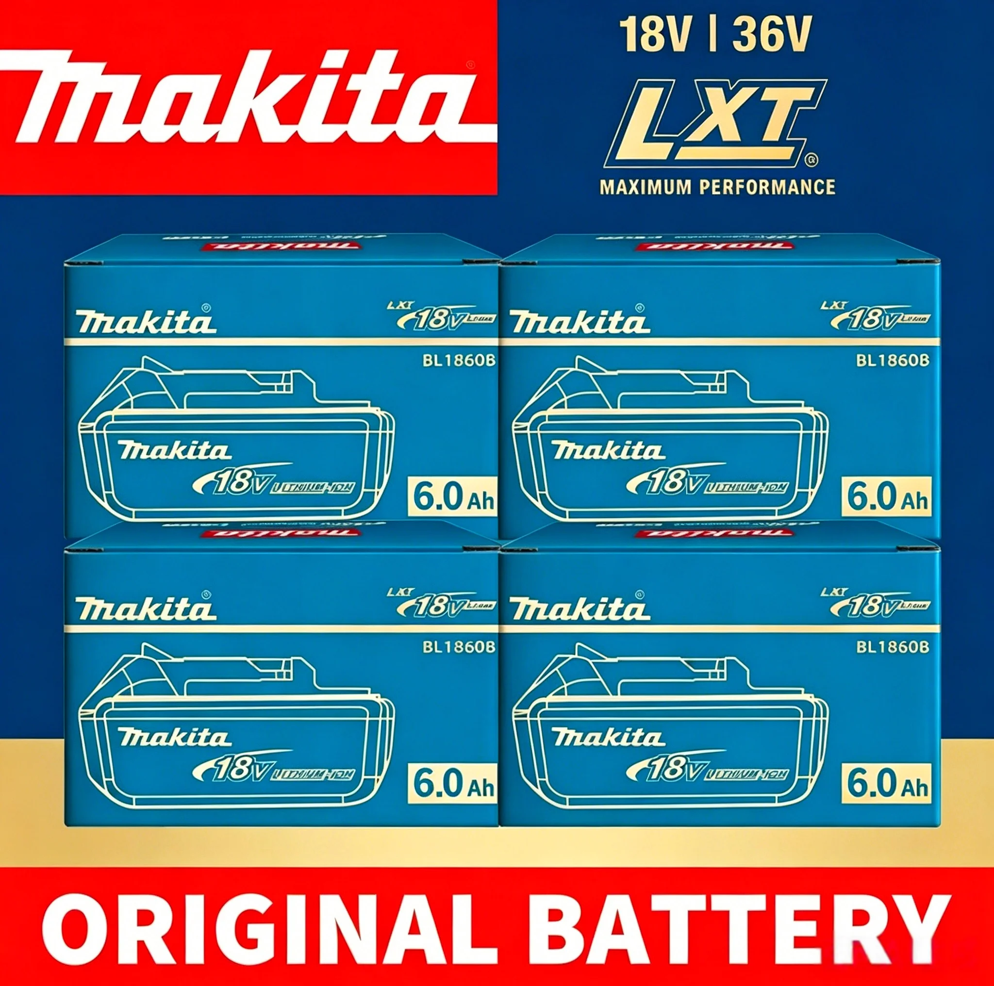 

Genuine Makita 6.0Ah Makita 18V Battery BL1860B BL1840 BL1830B BL1850B BL1850 BL1860 BL1815 Replacement Lithium Battery