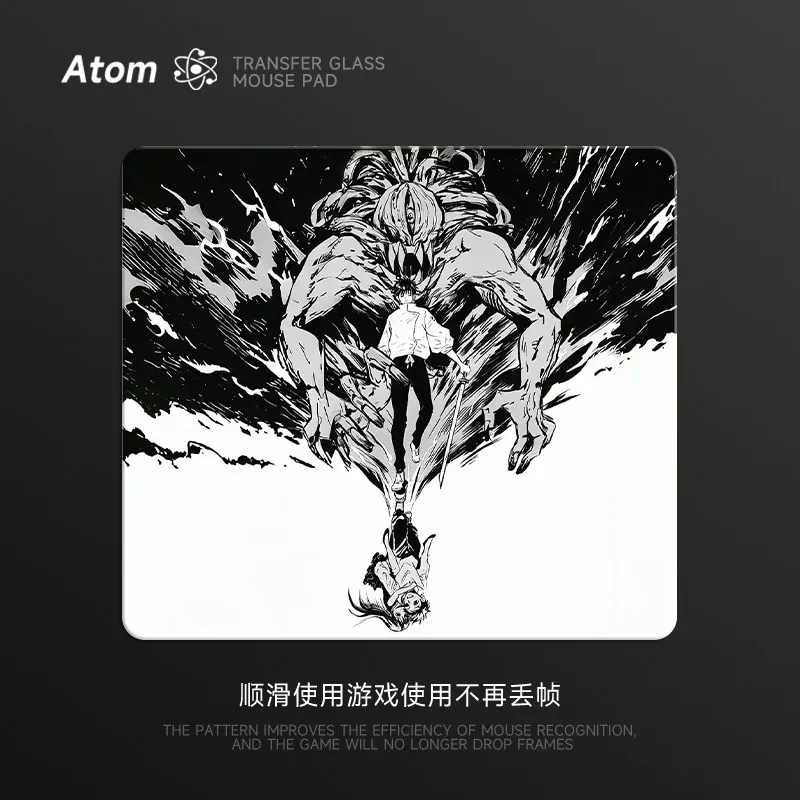 

Коврики для мыши из фотоэлектрического стекла ATOM, индивидуальная технология лазерной гравировки, игровые коврики в стиле аниме, настольный коврик для ПК, игровой коврик для мыши FPS