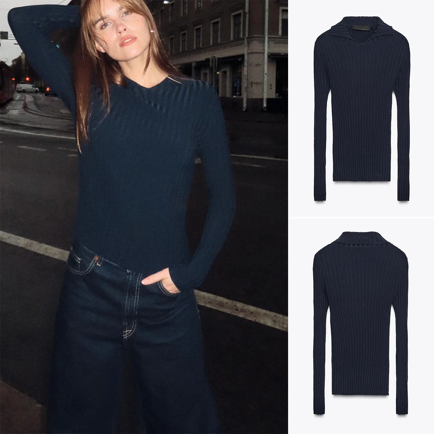 Inverno novo feminino fino ajuste longo sve malha irt ne topo francês sle fibra de poliéster meninas comprimento regular