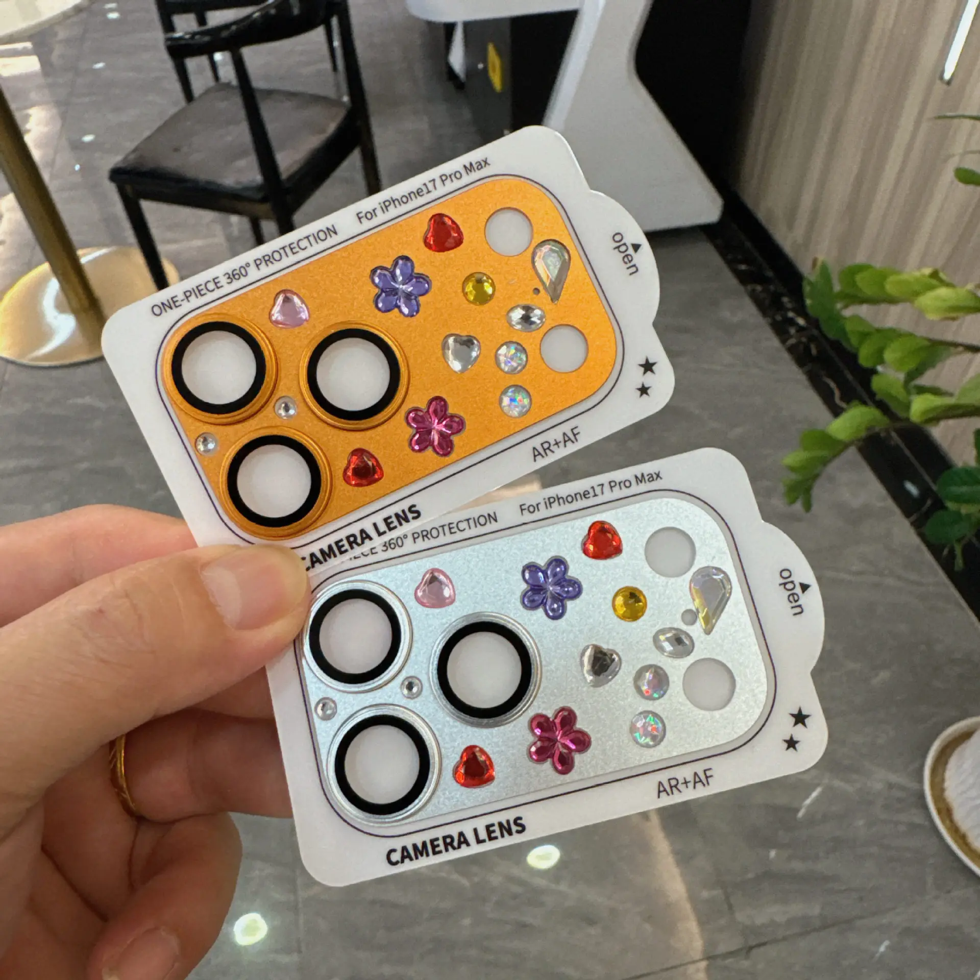 

Luxury Bling Diamond Metal Glass Camera Protector for IPhone 17 Pro Max 17Pro Glass Full Cover Handmade Sticker Lens Film