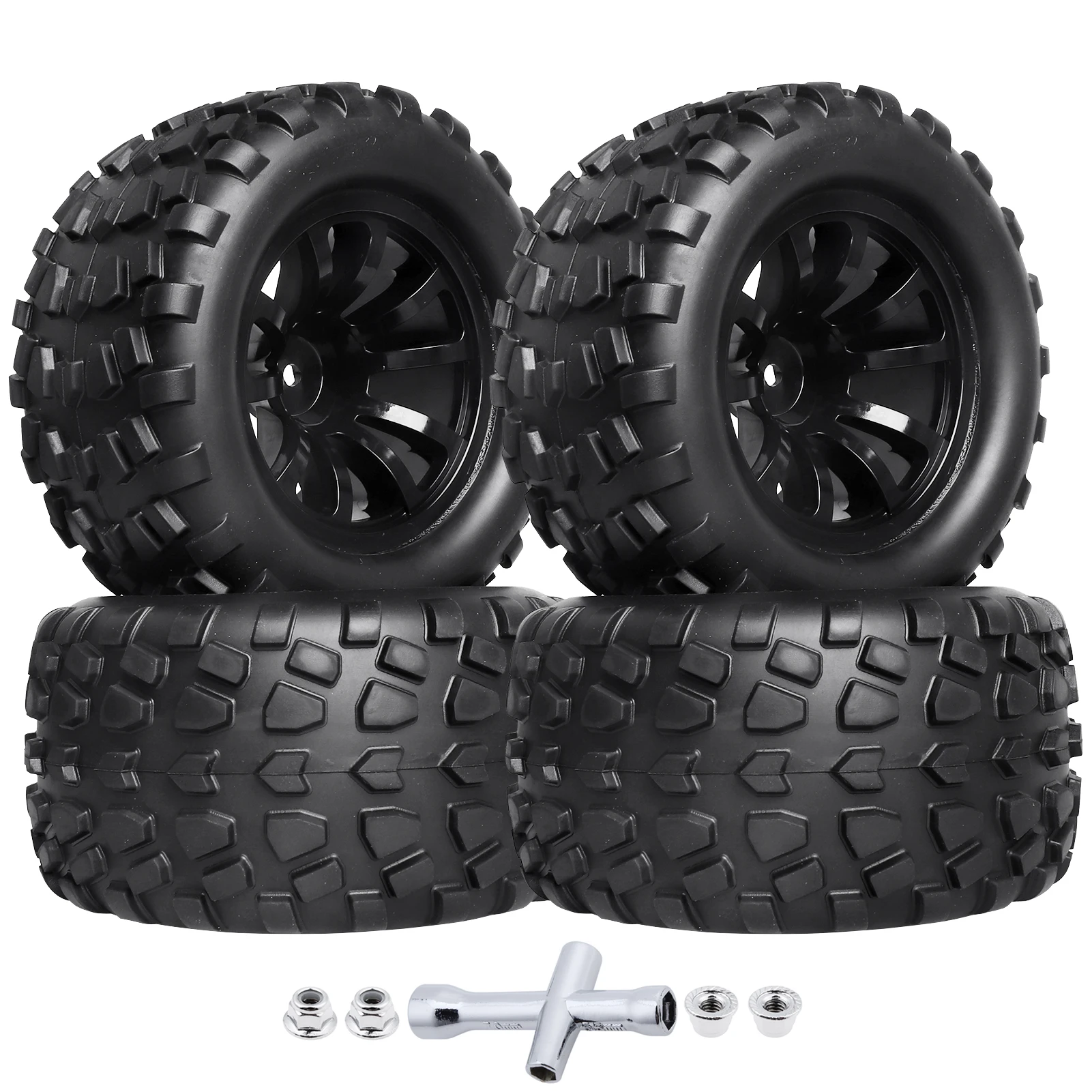 

HobbyPark Шестигранные ступицы 12 мм RC Monster Wheels и шины 2,8 предварительно скрепленные в пенопластовыми вставками для Traxxas Rustler Stampede Hoss 4x4 Redcat