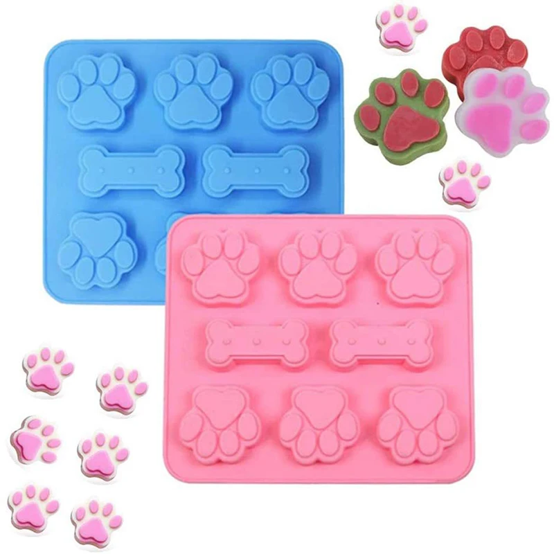 Diy Silicone Cat Animal Paw Pet Print Baking Mold Reusable Homemade Dog Treats Candy Cookie Jelly Ice Cube Chocolate Mould