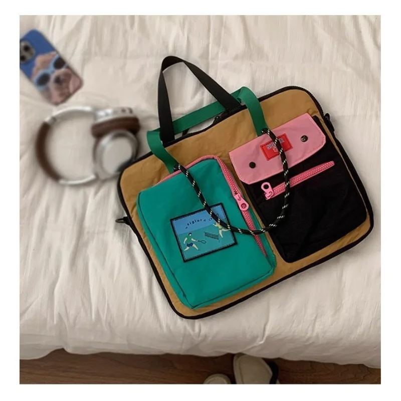 

2026 New Large Capacity Dopamine Color Block Crossbody Bag Versatile Lightweight Dual-use Laptop Bag Lightweight Tablet Bag