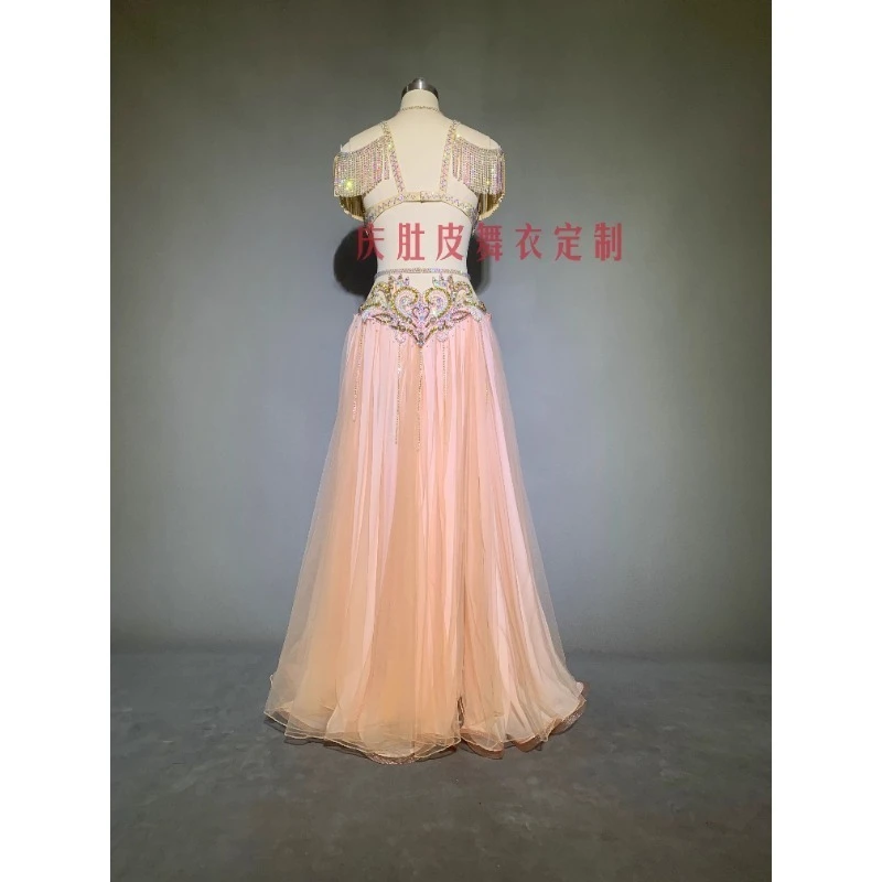 Uniforme de actuación de danza del vientre personalizado, falda grande elegante, traje de danza Oriental, sujetador de danza del vientre, disfraz de Carnaval para mujer