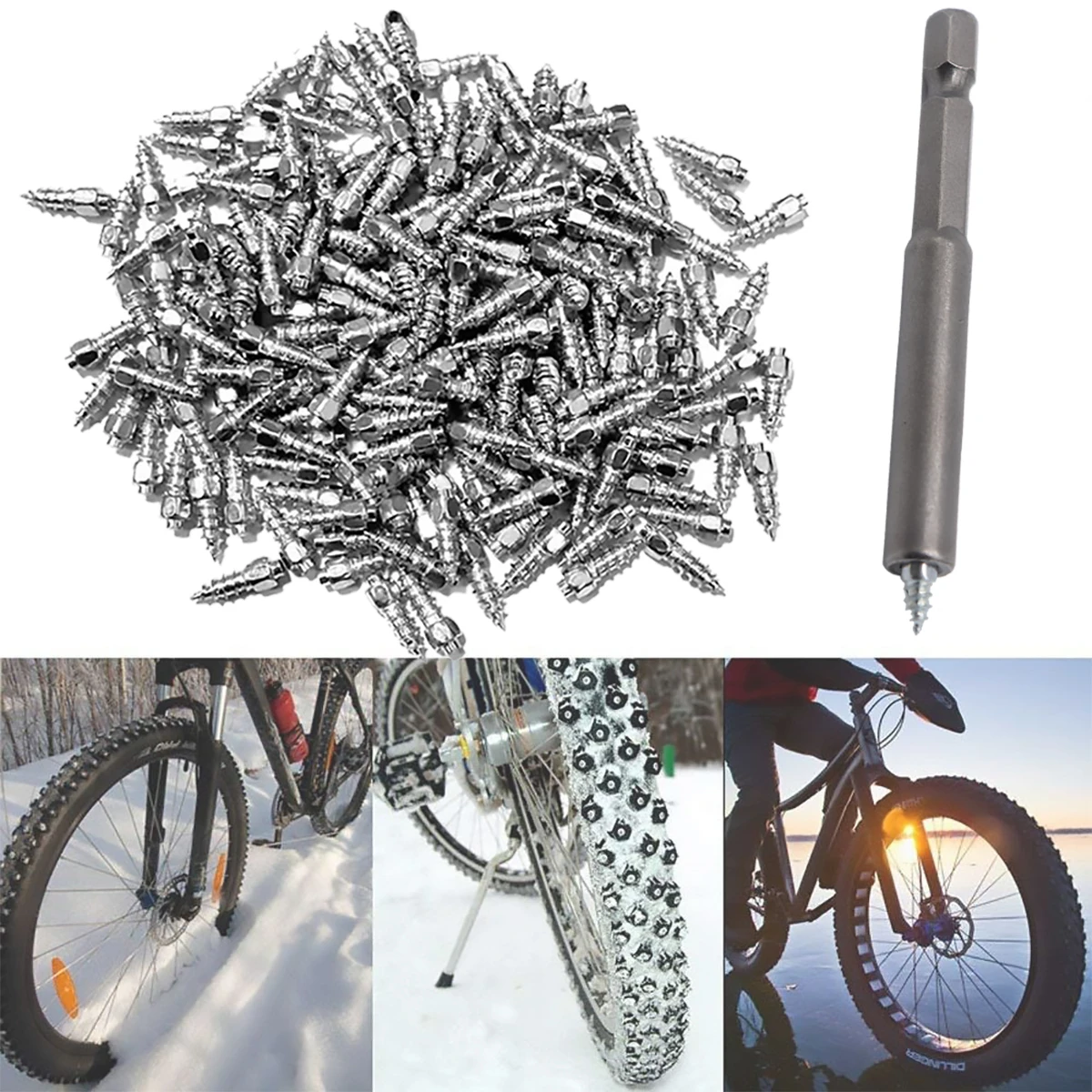 100PCS Wheel Tire Studs Spikes Winter Lugs Screw Snow Ice Anti-Slip Cleats For Car Motorcycle SUV ATV Truck Boots 4x9/12mm