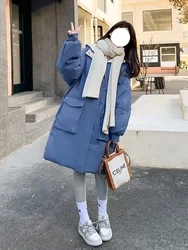 Winter Fashion Women Long Cotton Parker Coats Hooded 2024 New Loose Causal Puffer Outwear Oversize Thick Female Padded Jacket