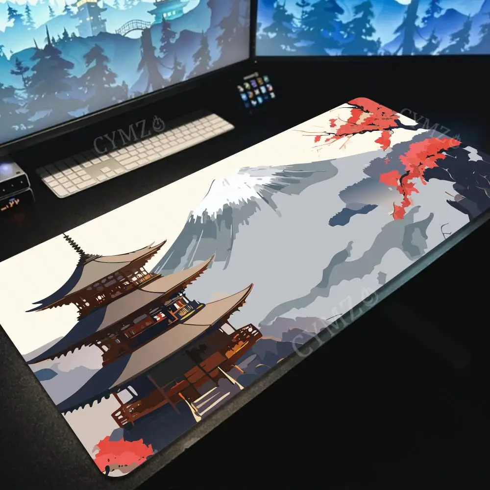 

Mount Fuji Pagoda and cherry blossom Mouse Pad Desk Mat gaming mats Non-Slip Stitched Edge keyboard mouse mat mauspad muismat
