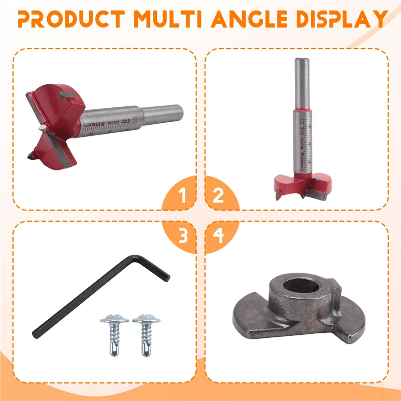 

ABUF-35Mm Hinge Jig Drill Guide Sets Door Hinge Drill Hole Cutter Concealed Hinge Jig With Bit Positioner For Furniture Wood