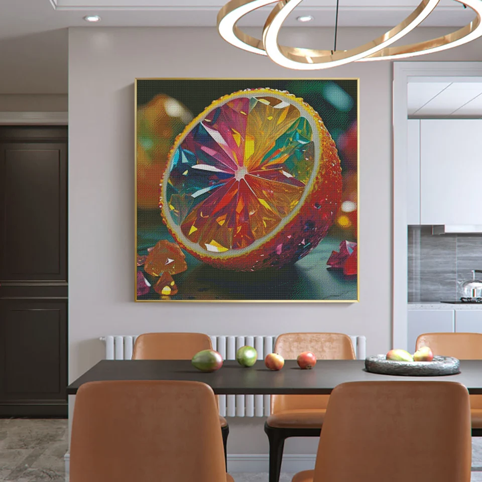 New Arrival 100% Fairy Dust Crystal Resin Diamond Painting Fruits Lemon DIY Diamond Mosaic Art and Craft Handmade Gift AB Drill